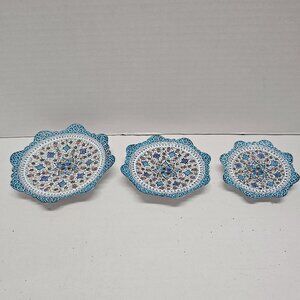 3 Enamel Inlay Mosaic Handmade Decor Display Wall Art Decorative Coasters Signed
